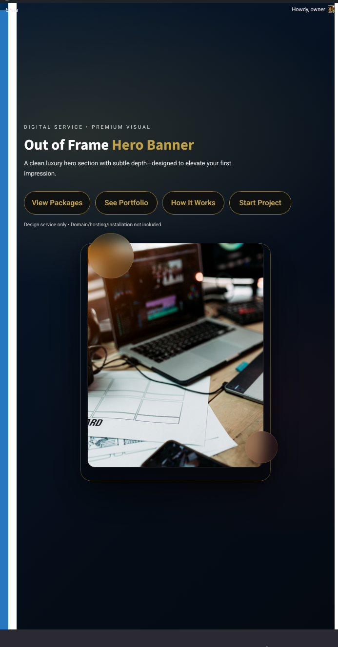 OUT OF FRAME HERO BANNER — PREMIUM EDITION